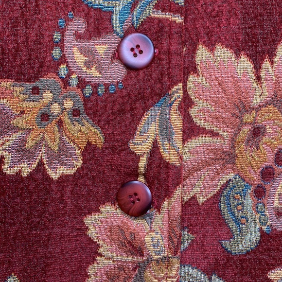 VINTAGE Lindsey Scott Blazer Wine Mauve Tapestry Floral Single Breasted Small - Picture 6 of 14